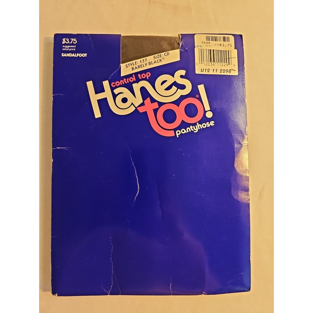 Vintage Hanes Too Pantyhose Barely Black Style 137 size CD sandalfoot